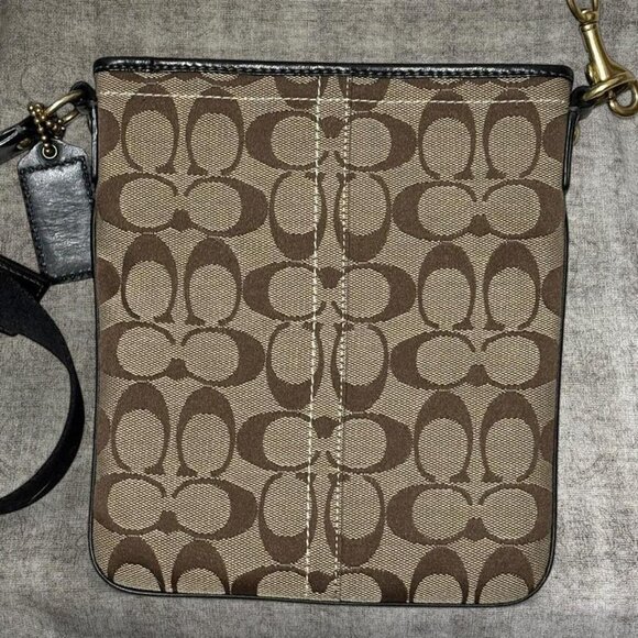 Coach Brown Signature Canvas Crossbody Bag Adjustable Strap - Picture 4 of 8